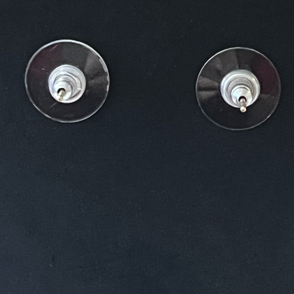 Laurel Burch Teal Purple Enameled GT Metal Bamboo Disk Post Pierced Earrings - Picture 2 of 2